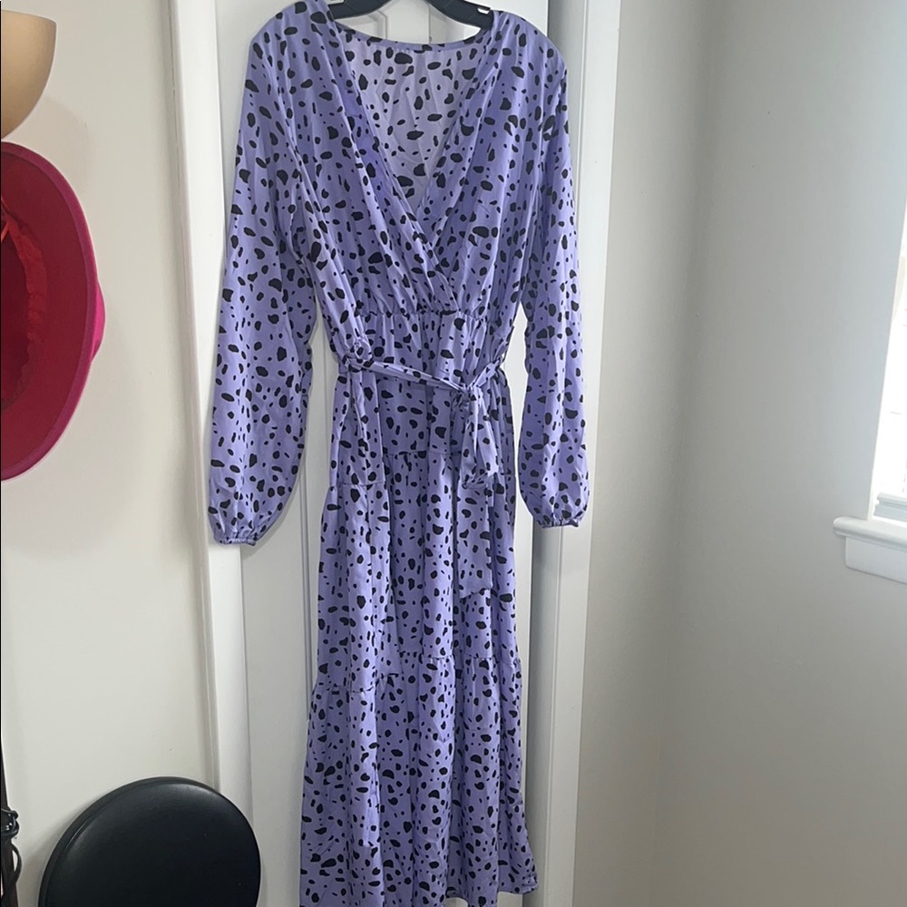 Elegant Purple Leopard Patterned Women's Dress